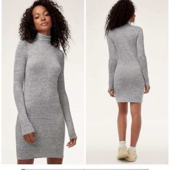 Aritzia Wilfred Free Grey Turtleneck Sasha Dress - Picture 1 of 2